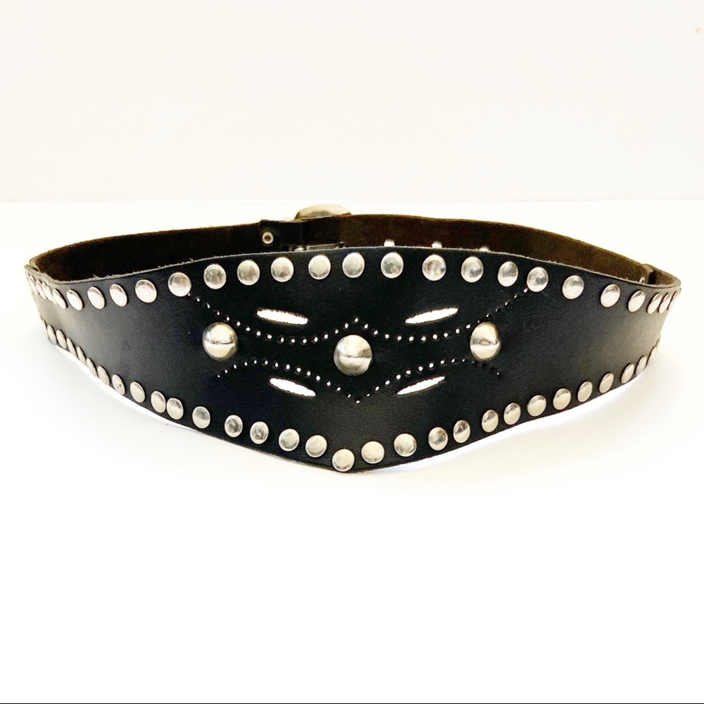 Black Studded Leather Belt